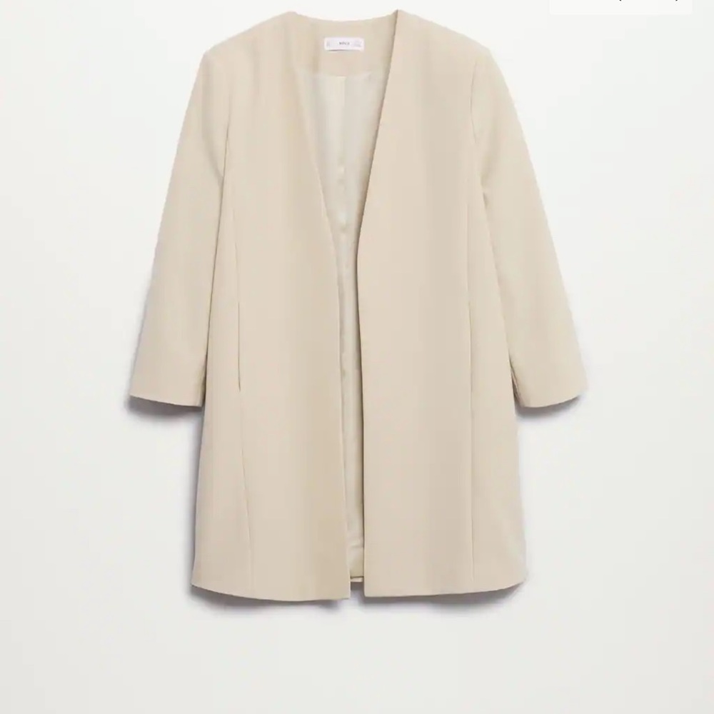 Mango / MNG - Padded Shoulder Jacket - Lapeless - Ivory - Small